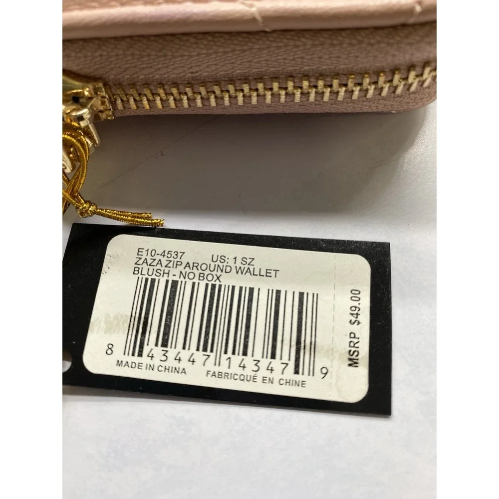 NWT Bebe Zaza Zip Around Wallet Blush‎ Wristlet Rhinestones